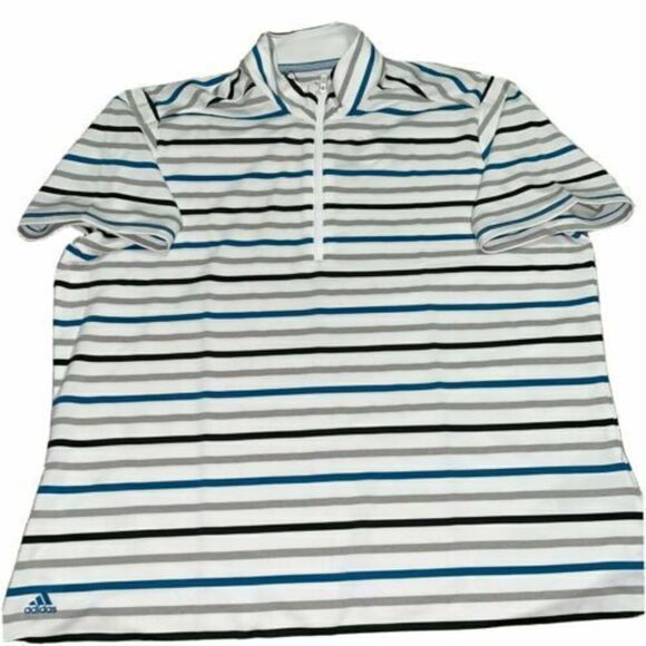 Adidas DZ6380 Womens Sz Small Ultimate Stripe Short Sleeve Golf Polo White Teal - Picture 5 of 6